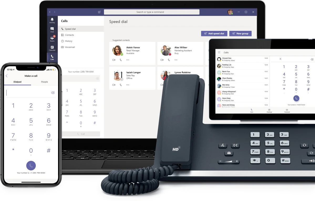 Microsoft Teams phone features on devices