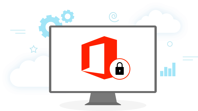 Office 365 security illustration with clouds